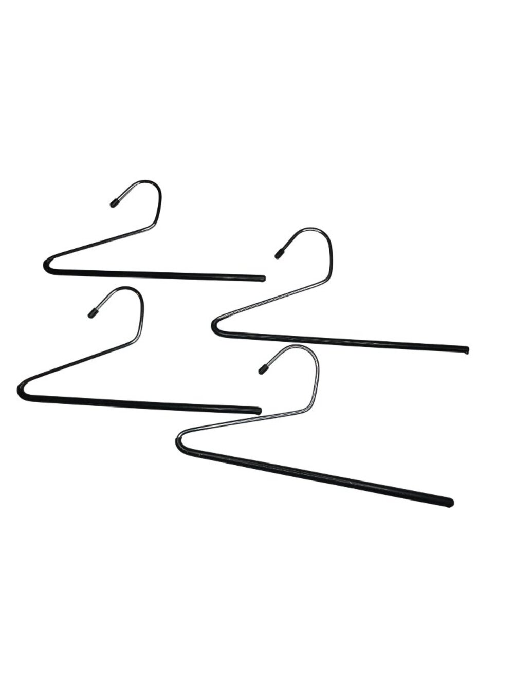 Set Of 4 Black Metal Pants Hangers With Open-Ended Design Space-Saving Closet